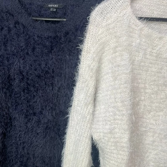 Esmara sötétkék, Reserved Fehér puha bolyhos pulóver szett S-M