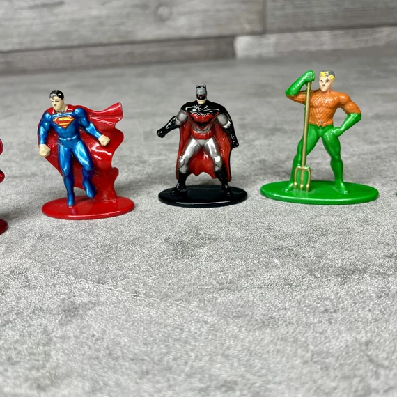 Vintage TM&DC Comics Superman, Superwoman, Batman, Aquaman, Lex Luthor ritka játékfigura szett