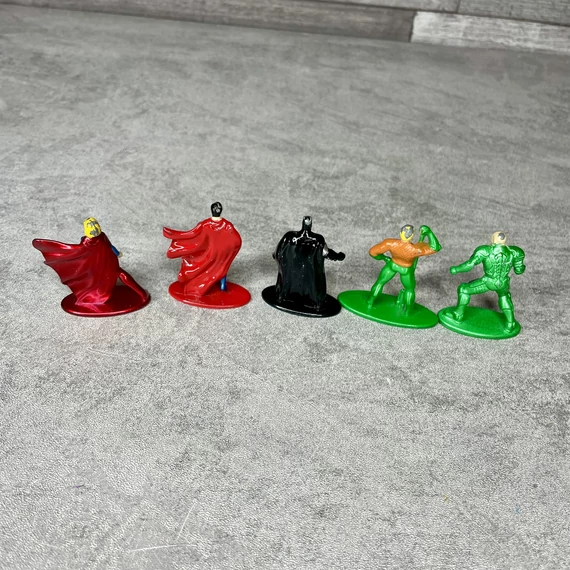 Vintage TM&DC Comics Superman, Superwoman, Batman, Aquaman, Lex Luthor ritka játékfigura szett