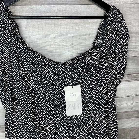 Zara fekete fehér pöttyös ruha L