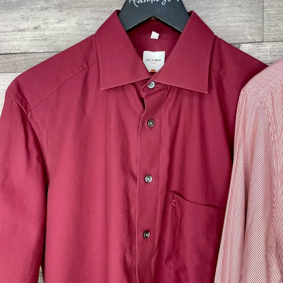 Timberland piros-fehér csíkos, Olymp bordó ing szett M