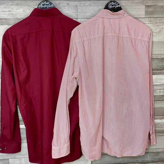 Timberland piros-fehér csíkos, Olymp bordó ing szett M