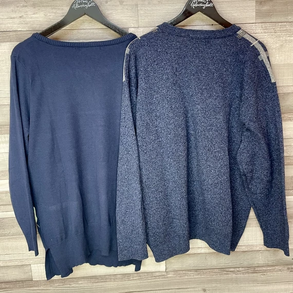 Marks&Spencer Lambs Wool gyapjú, BPC sötétkék mintás pulóver szett XXL