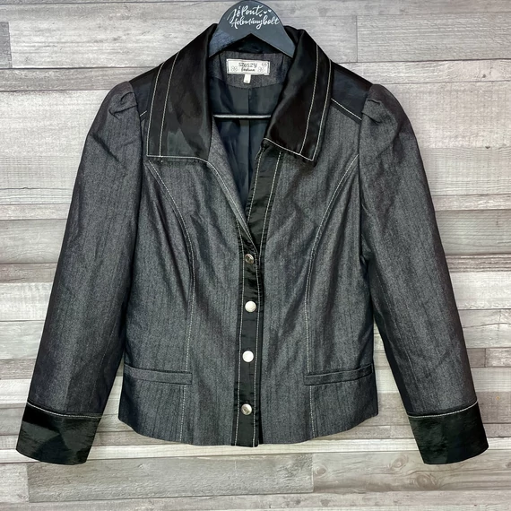 Szöszy Fashion sötétszürke-fekete női blézer 38