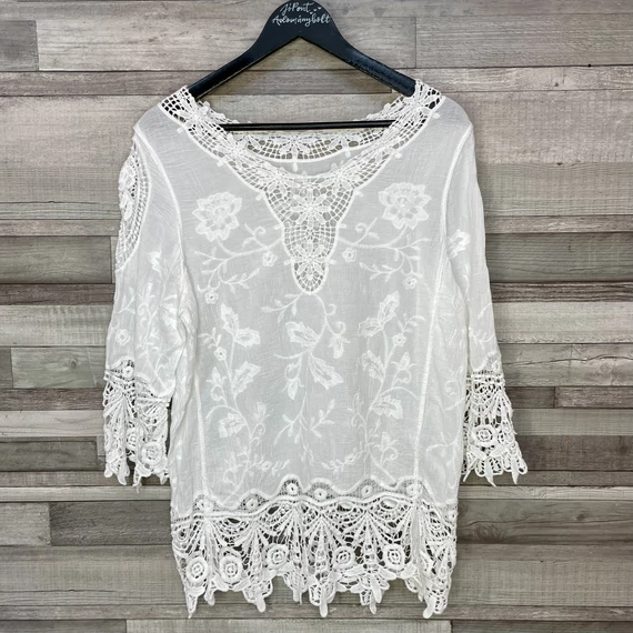 Italy fehér csipkés nyári lenge felső one size M-XL