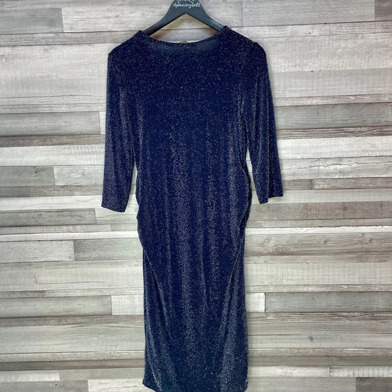 Blooming Marvellous sötétkék ezüst csillogós kismama alkalmi ruha L