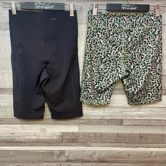 Oysho fekete alakformáló sport rövidnadrág, Crivit párducmintás sport rövidnadrág szett XS