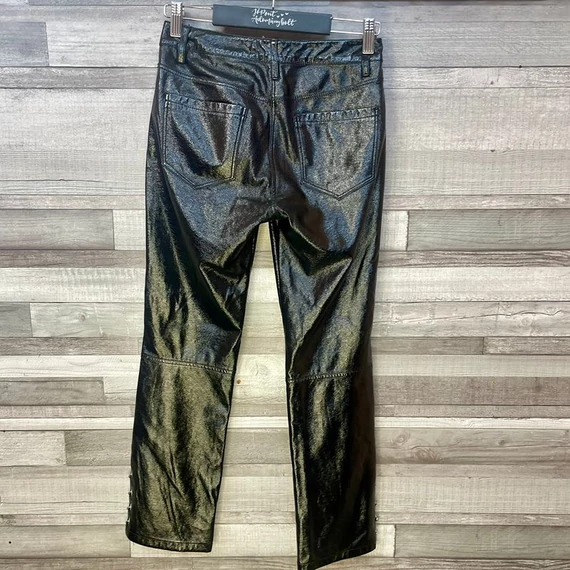 Mango lakkbőr hatású fekete női nadrág 34