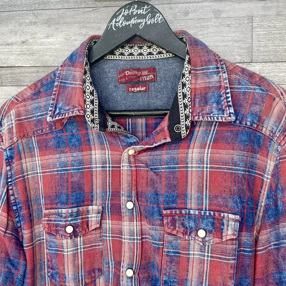 Desigual Man Regular kék-piros kockás ing M-L