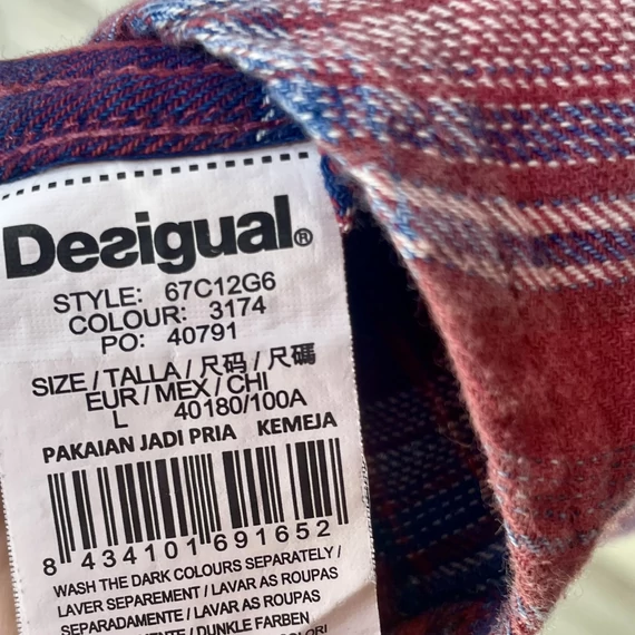 Desigual Man Regular kék-piros kockás ing M-L
