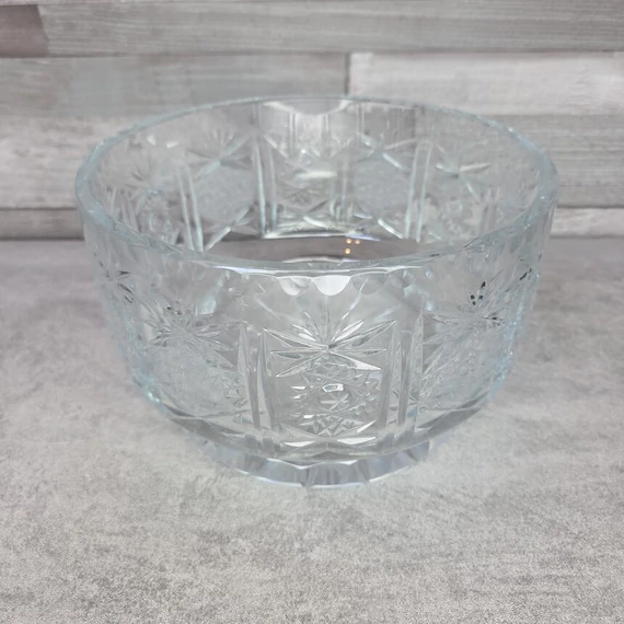 Vintage csiszolt üveg gyümölcskínáló tál