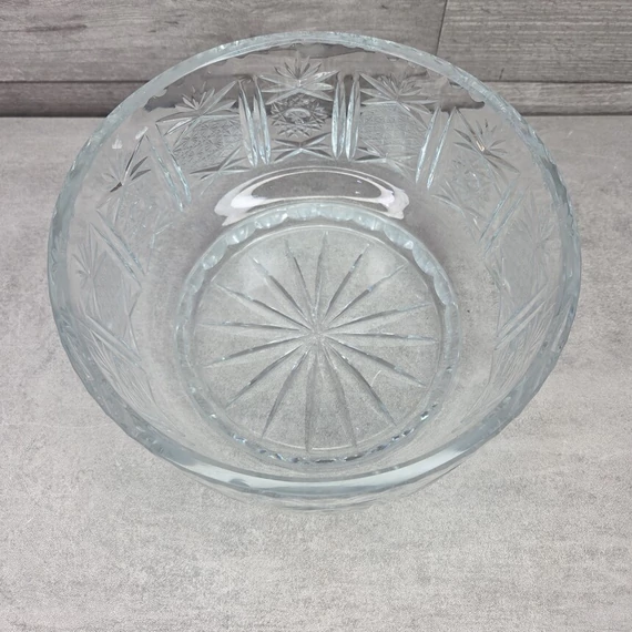 Vintage csiszolt üveg gyümölcskínáló tál
