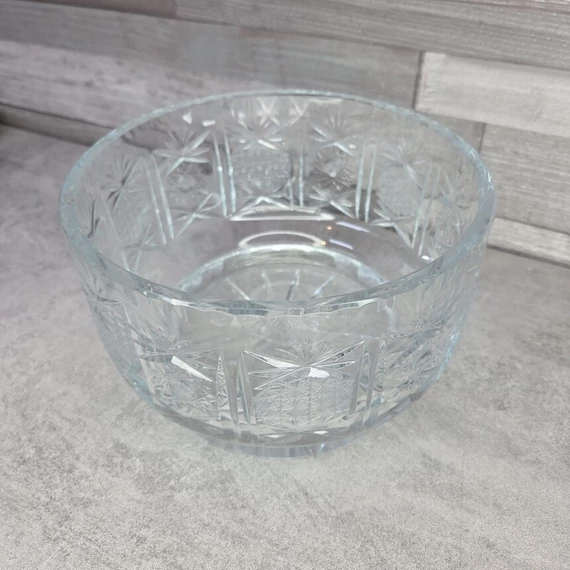 Vintage csiszolt üveg gyümölcskínáló tál