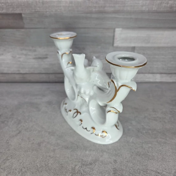 Lippelsdorf német porcelán madaras dupla gyertyatartó