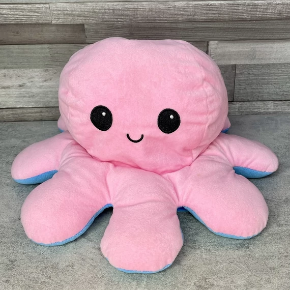 Rózsaszín-kék kifordítható hangulatjelző plüss polip játék