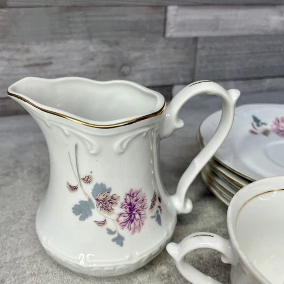 Lengyel virágos porcelán kávés szett