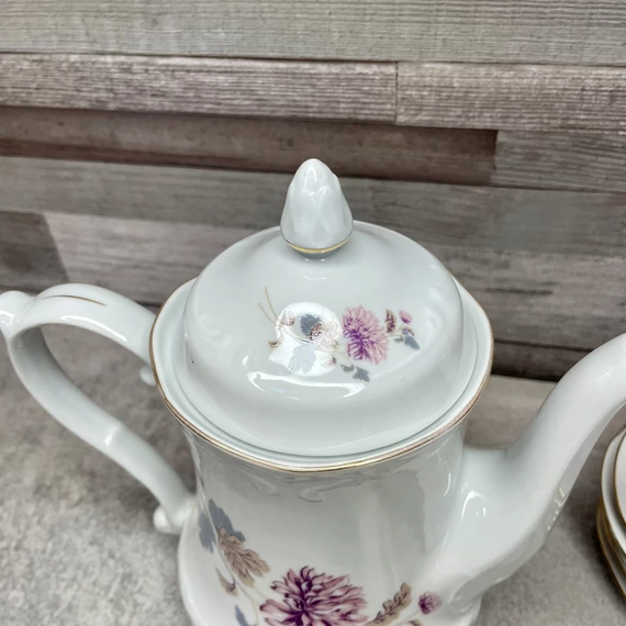 Lengyel virágos porcelán kávés szett