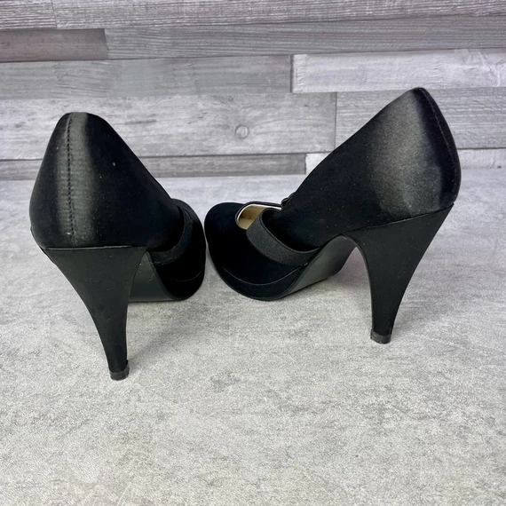 Yomax fekete alkalmi fekete magassarkú cipő masnis pánttal 36