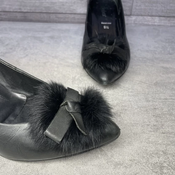 Gabor Sacchetto fekete bőr masnis magassarkú cipő 38,5