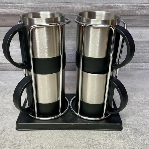 Rozsdamentes acél kávés-teás készlet állvánnyal