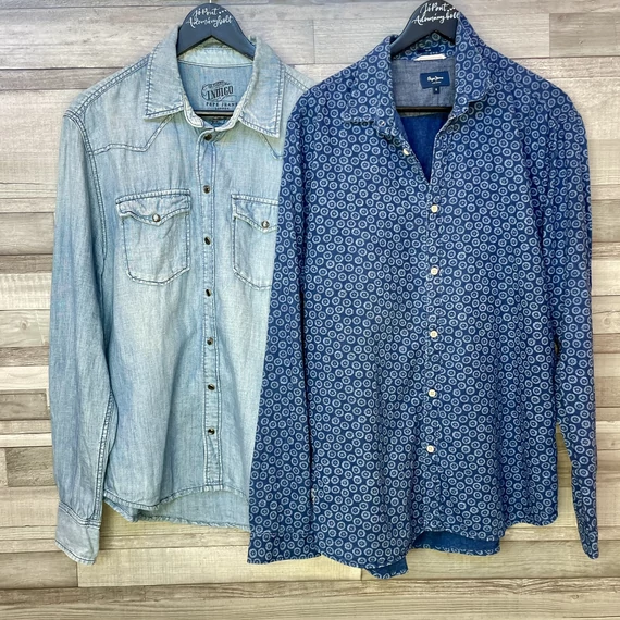 Pepe Jeans farmer, sötétkék mintás ing szett XL