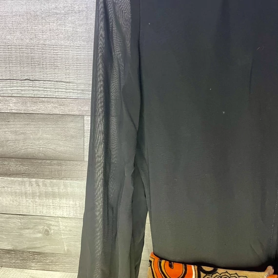 Fekete-narancssárga mintás női hosszú ruha 36