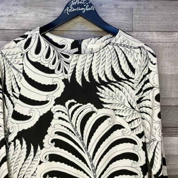 H&M fekete-fehér levélmintás lenge ruha 34