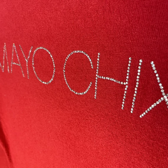 Mayo Chix aszimmetrikus piros hosszított pulóver S-M