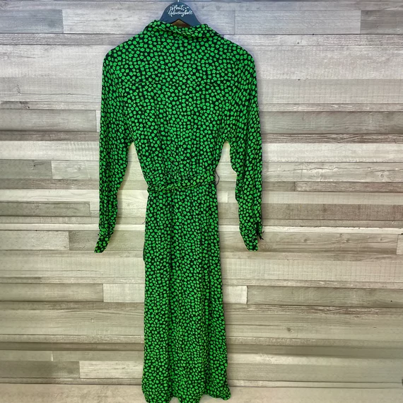 H&M fekete-zöld apró virágmintás női ingruha S