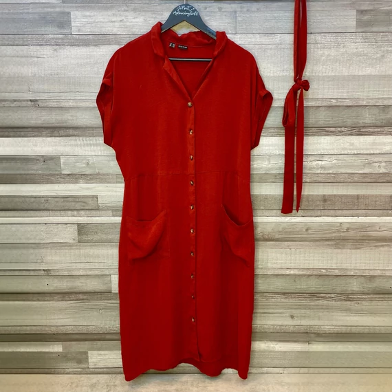 Bodyflirt téglaszínű zsebes női ruha 44