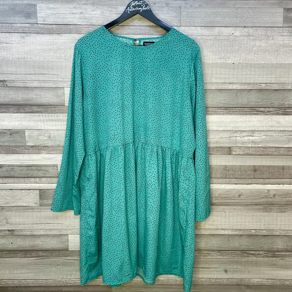 Boohoo türkiz-fekete pöttyös női ruha 44-46