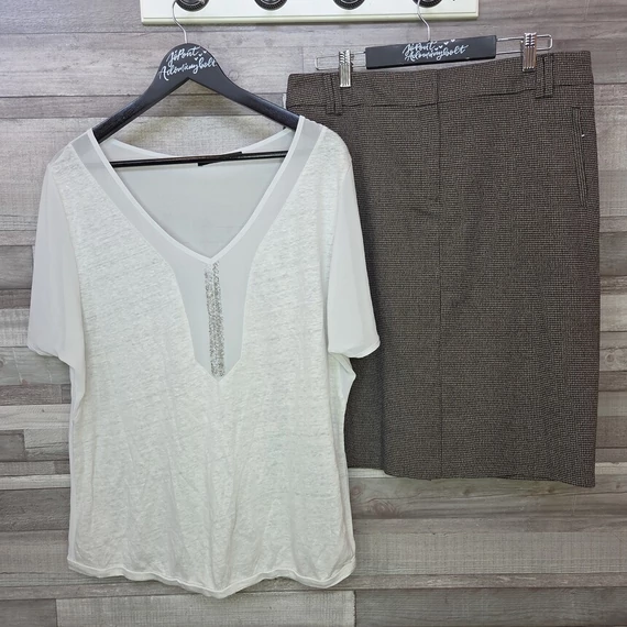 Expresso szürke női blúz és M&S szövet ceruzaszoknya szett, L-XL