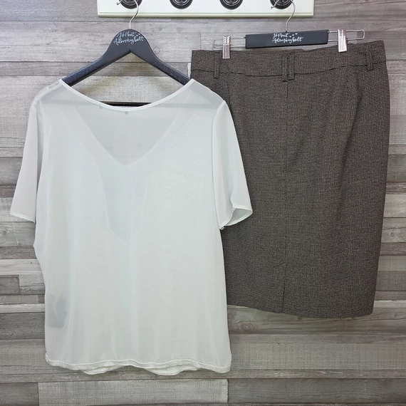 Expresso szürke női blúz és M&S szövet ceruzaszoknya szett, L-XL