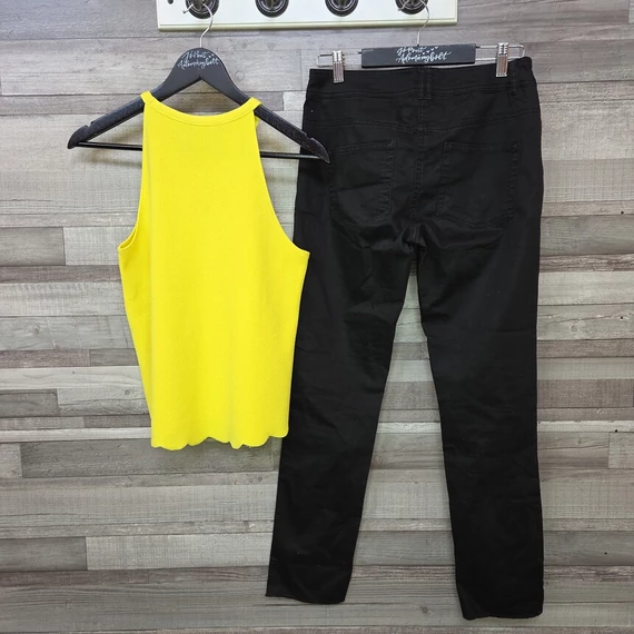 New Look sárga női trikó és H&M fekete női nadrág szett, S