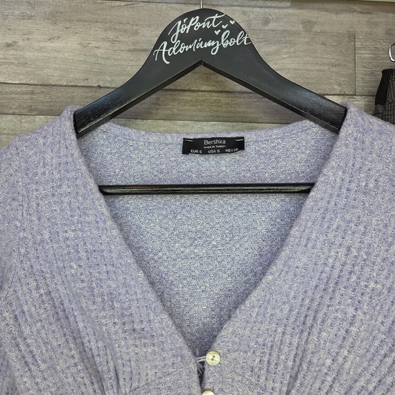 Bershka rövid női kardigán és Zara kockás szövetnadrág szett, XS-S