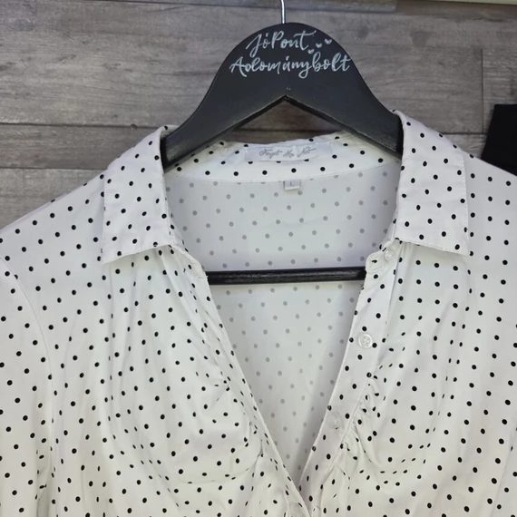 Forget Me Not pöttyös női blúz és Esprit fekete női nadrág szett, M-L