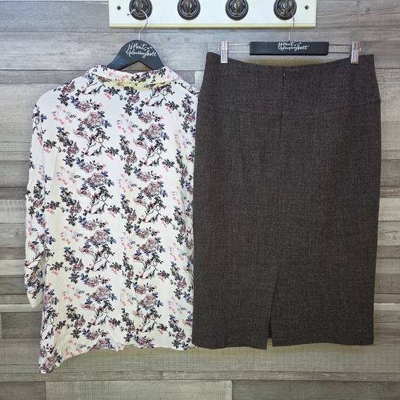 Pepco virágmintás női blúz és Papaya szürke szoknya szett, L