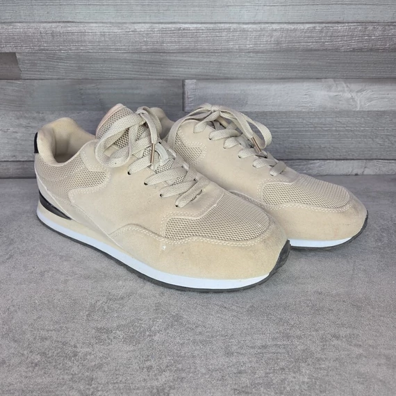 Bézs férfi gyöngyvászon sportcipő, 41