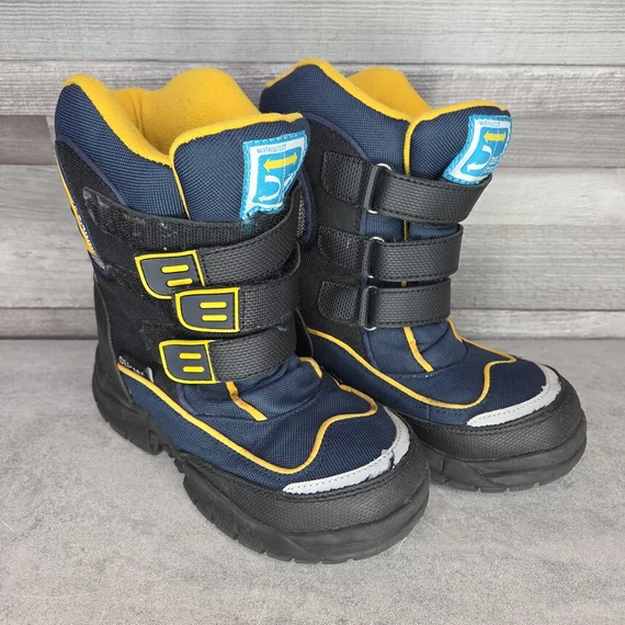 DEI-tex sötétkék-sárga téli gyerek bakancs, 30
