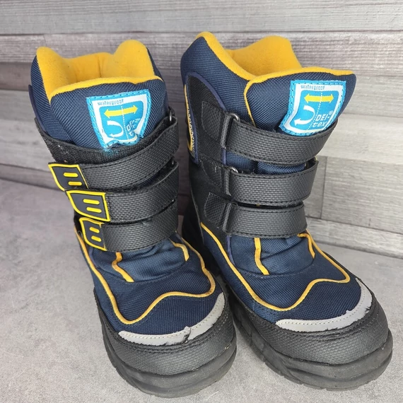 DEI-tex sötétkék-sárga téli gyerek bakancs, 30