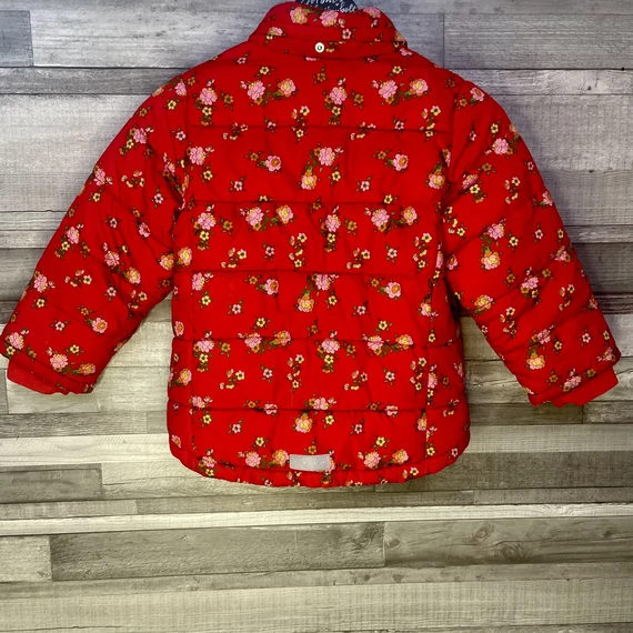 H&M piros virágos meleg kabát 116