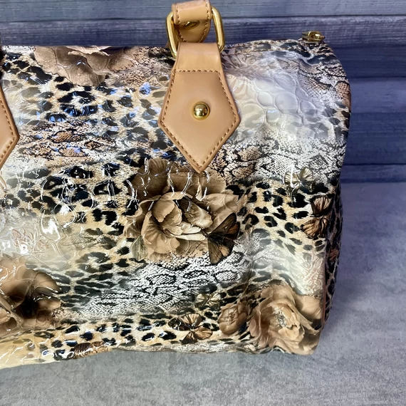 Hermes Paris rózsamintás barna kézitáska