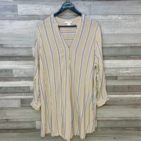 H&M bézs fekete-fehér csíkos ingruha 40