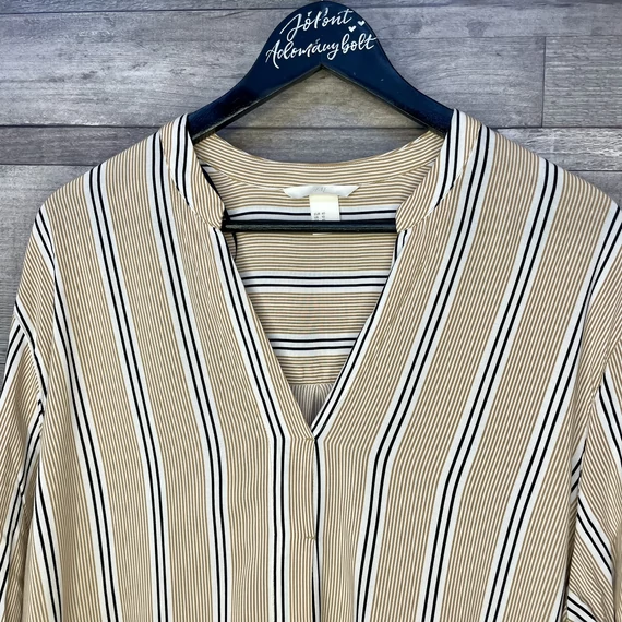 H&M bézs fekete-fehér csíkos ingruha 40