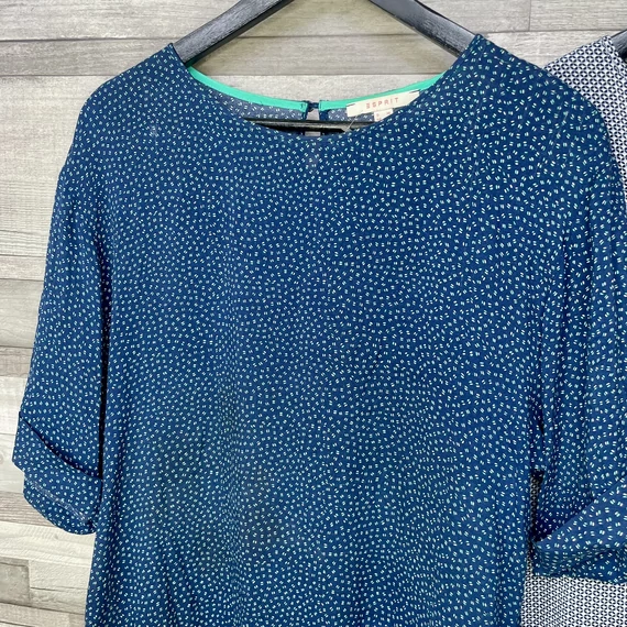 Esprit sötétkék, Montego kék-világoskék mintás blúz szett 36