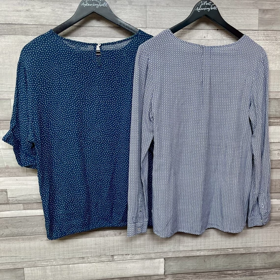 Esprit sötétkék, Montego kék-világoskék mintás blúz szett 36