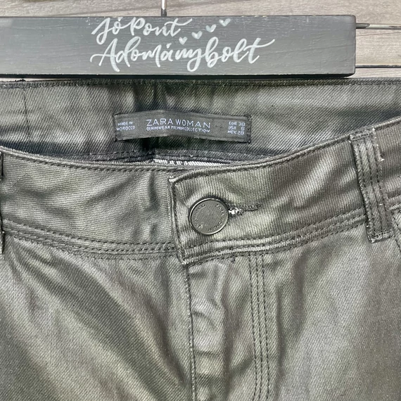 Zara Woman fekete bőrhatású nadrág 38