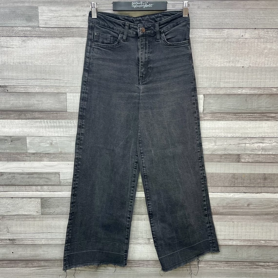 H&M Culotte High Waist sötétszürke vagány farmernadrág 38