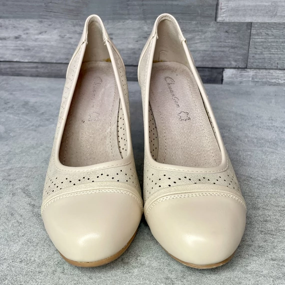 Chuangen bézs-gyöngyház magassarkú cipő 38