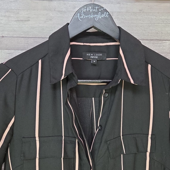 New Look fekete-púder csíkos női ingblúz, S